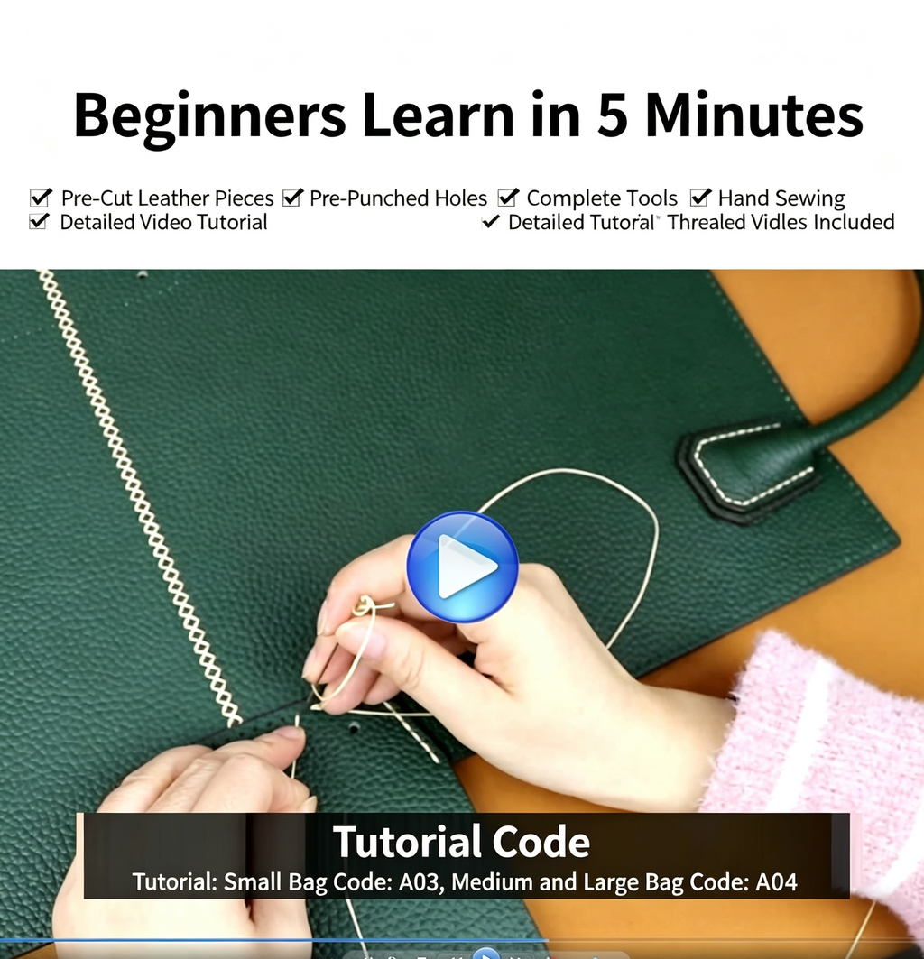 DIY Genuine Leather Shoulder Bag Kit for Beginners – Handmade Crossbody Purse Making Set with Video Tutorial & Complete Materials