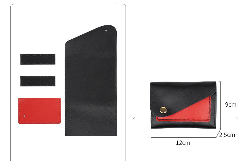 DIY Leather Coin Purse & Card Holder Kit for Beginners – Handmade Cowhide Wallet with Video Tutorial & Complete Sewing Kit
