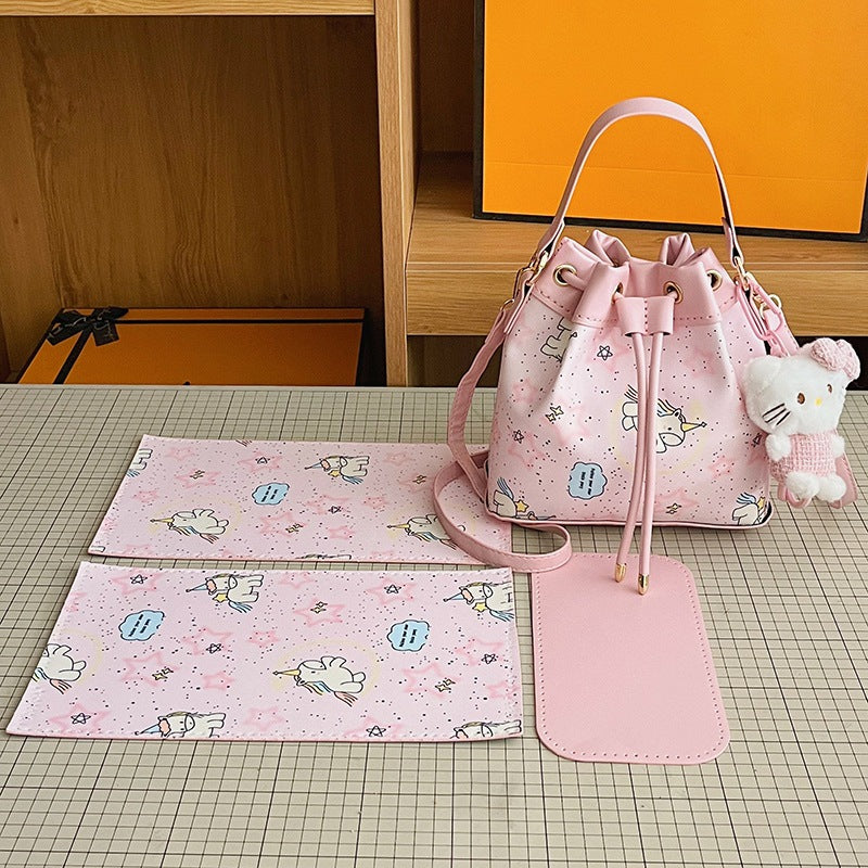 DIY Drawstring Bucket Bag Kit for Beginners – Cute PU Leather Crossbody Purse Making Set with Video Tutorial