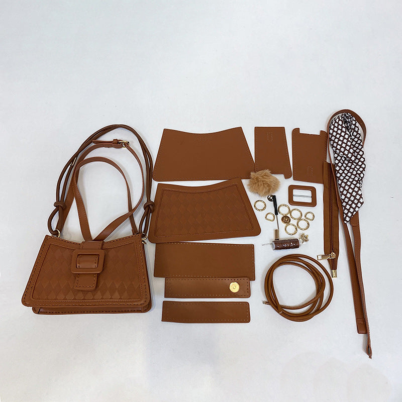 DIY PU Handbag Kit – Beginner-Friendly 8-Minute Craft Set | Pre-Cut Materials | Adjustable Strap Tote & Crossbody Bag for Women