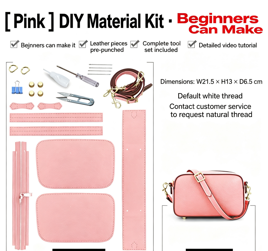 DIY Leather Crossbody Bag Kit – Beginner Handmade Shoulder Bag Making Kit