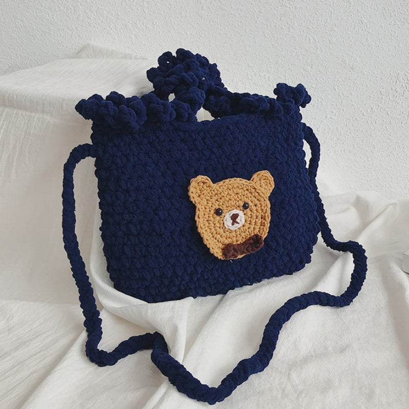 DIY Crochet Animal Shoulder Bag Kit for Beginners – Handmade Bear & Fruit Crossbody Bag with Video Tutorial
