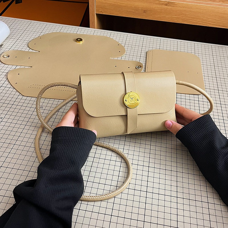 DIY PU Leather Crossbody Bag Kit for Beginners – Pre-Cut Purse Sewing Craft Kit with Video Tutorial, Handmade Shoulder Bag Gift for Women