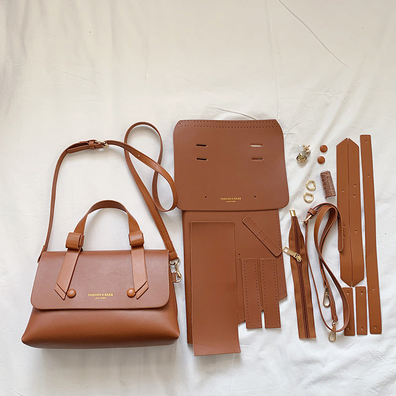 DIY Handmade PU Leather Handbag Kit – Beginner-Friendly Sewing Set with Pre-Cut Materials & Video Tutorial | Adjustable Shoulder & Crossbody Bag