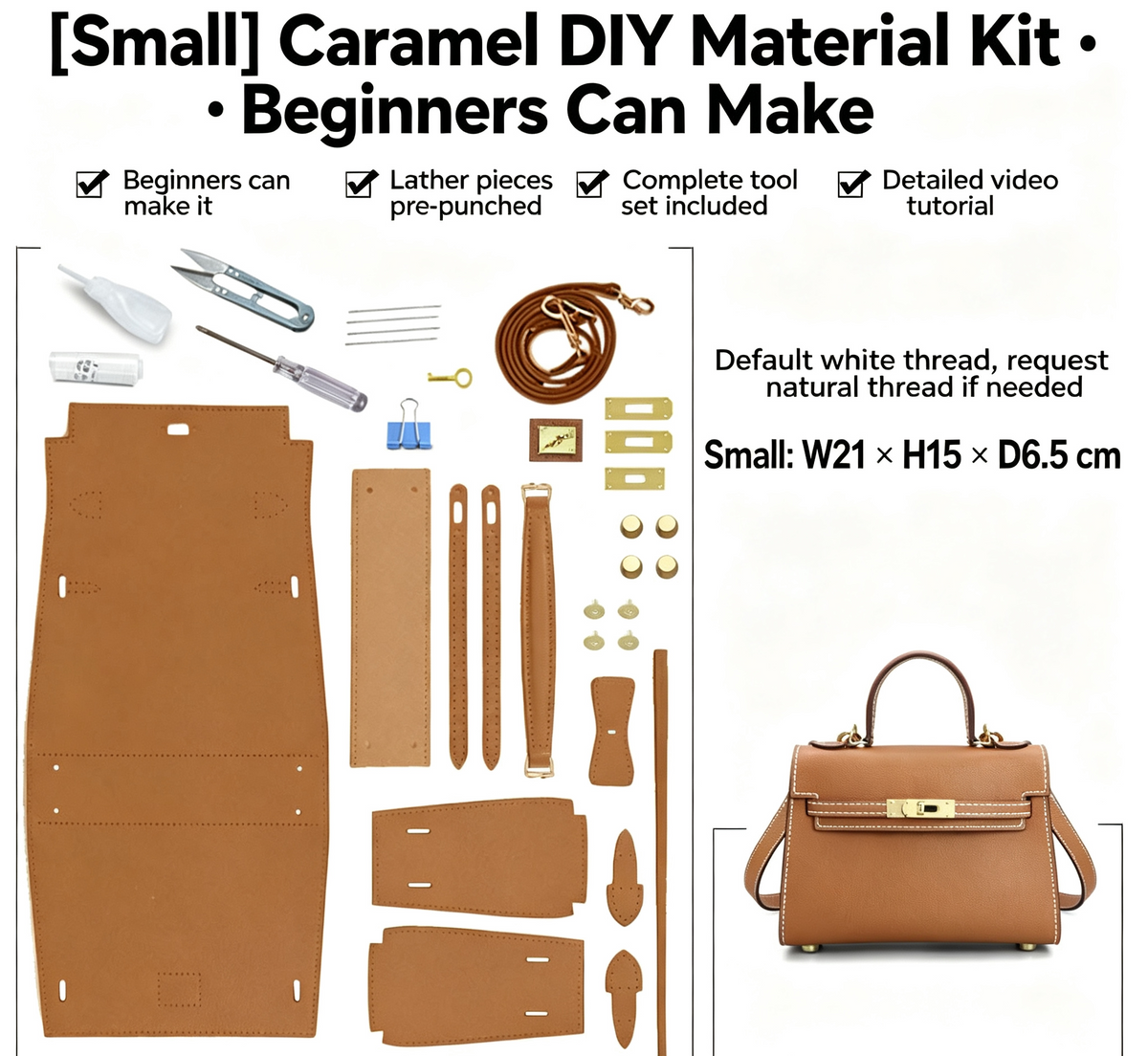 DIY Leather Shoulder Bag Kit – Beginner Crossbody & Handbag Making Kit