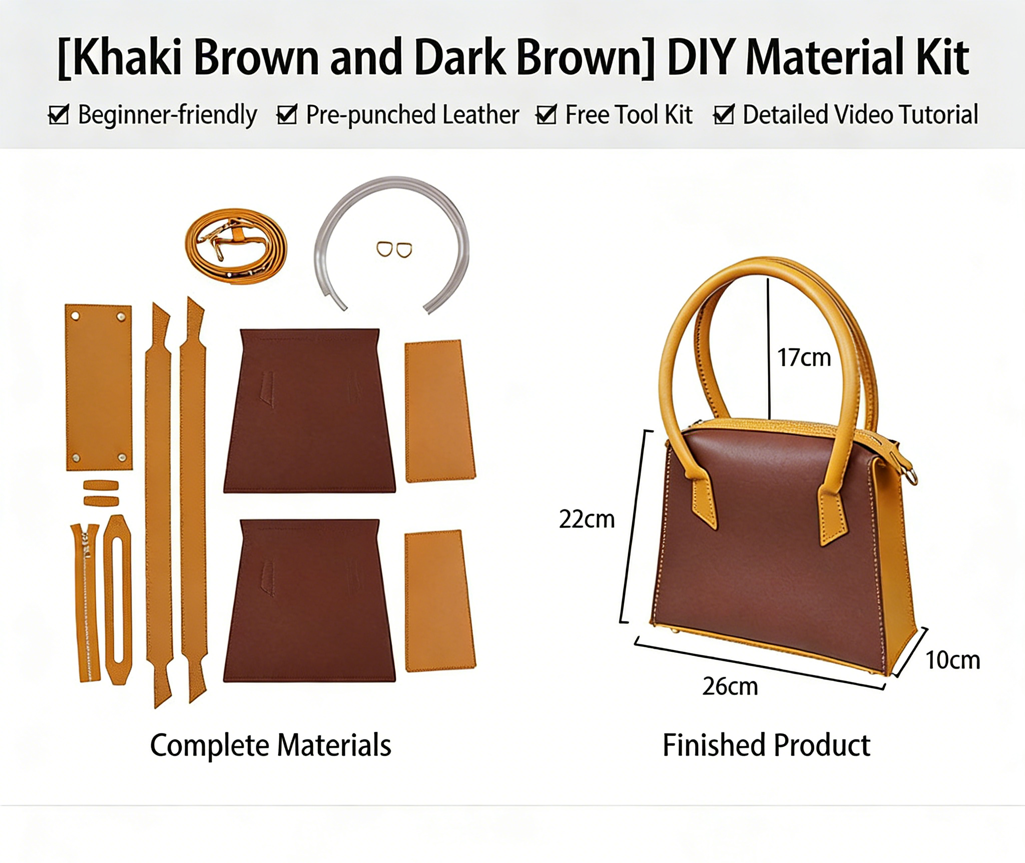 DIY Genuine Leather Crossbody Bag Kit – Handmade Cowhide Shoulder Bag Craft Set for Beginners with Video Tutorial (Daily Use, Multi Colors)