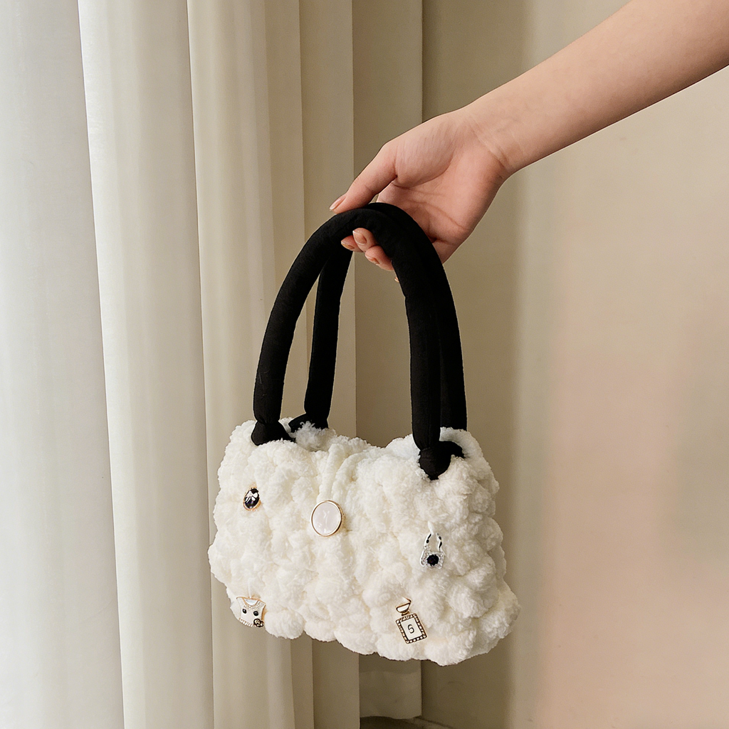 DIY Crochet Shoulder Bag Kit for Beginners – Handmade Cotton Yarn Crossbody Tote Bag Craft Kit with Video Tutorial