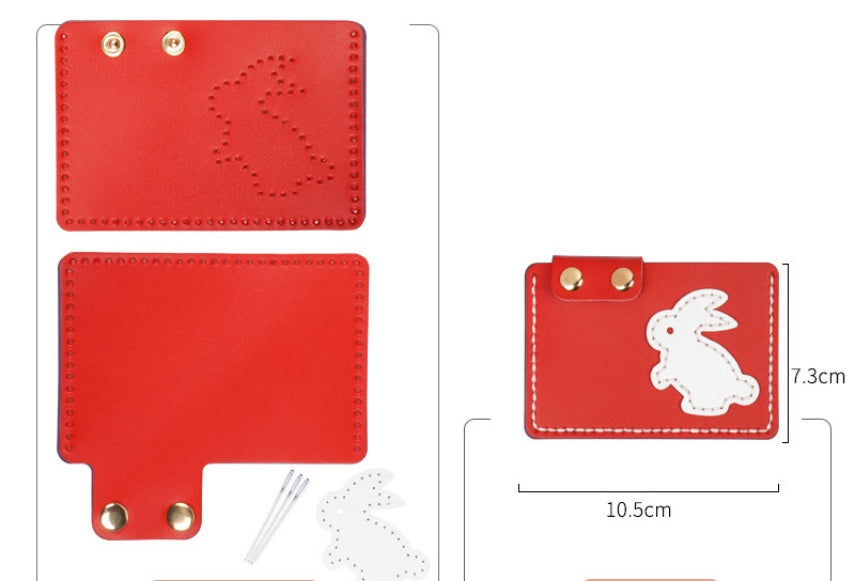 DIY Leather Bunny Wallet Kit – Handmade Colorful Leather Craft Wallet Set for Beginners