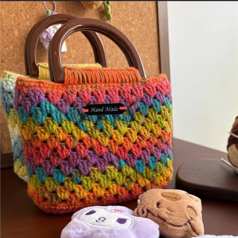 DIY Crochet Tote Bag Kit – Handmade Cotton Yarn Handbag Craft Set for Beginners with Video Tutorial