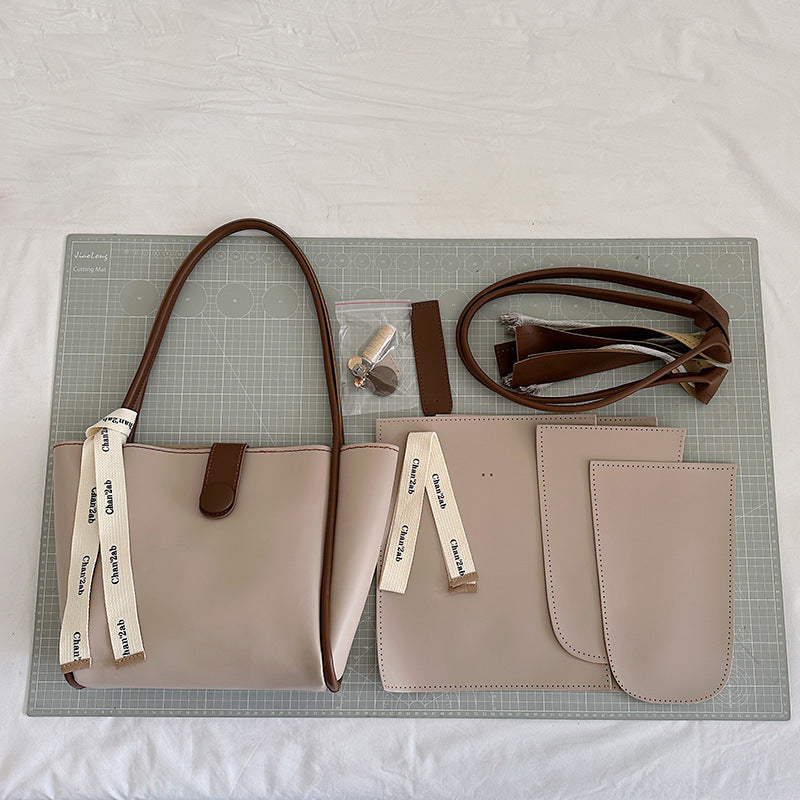 DIY Large PU Tote Bag Kit – Beginner-Friendly 8-Minute Handmade Craft Set | Pre-Cut Materials | Stylish Handheld & Shoulder Bag Gift for Women