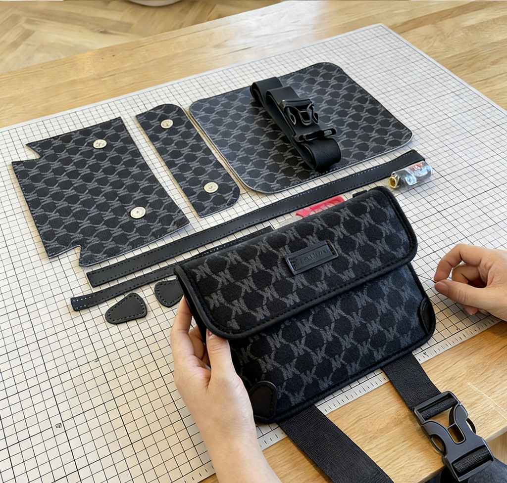 DIY PU Leather Crossbody Bag Kit – Handmade Shoulder Bag Craft Kit for Beginners with Video Tutorial (Letter Design Vintage Style)