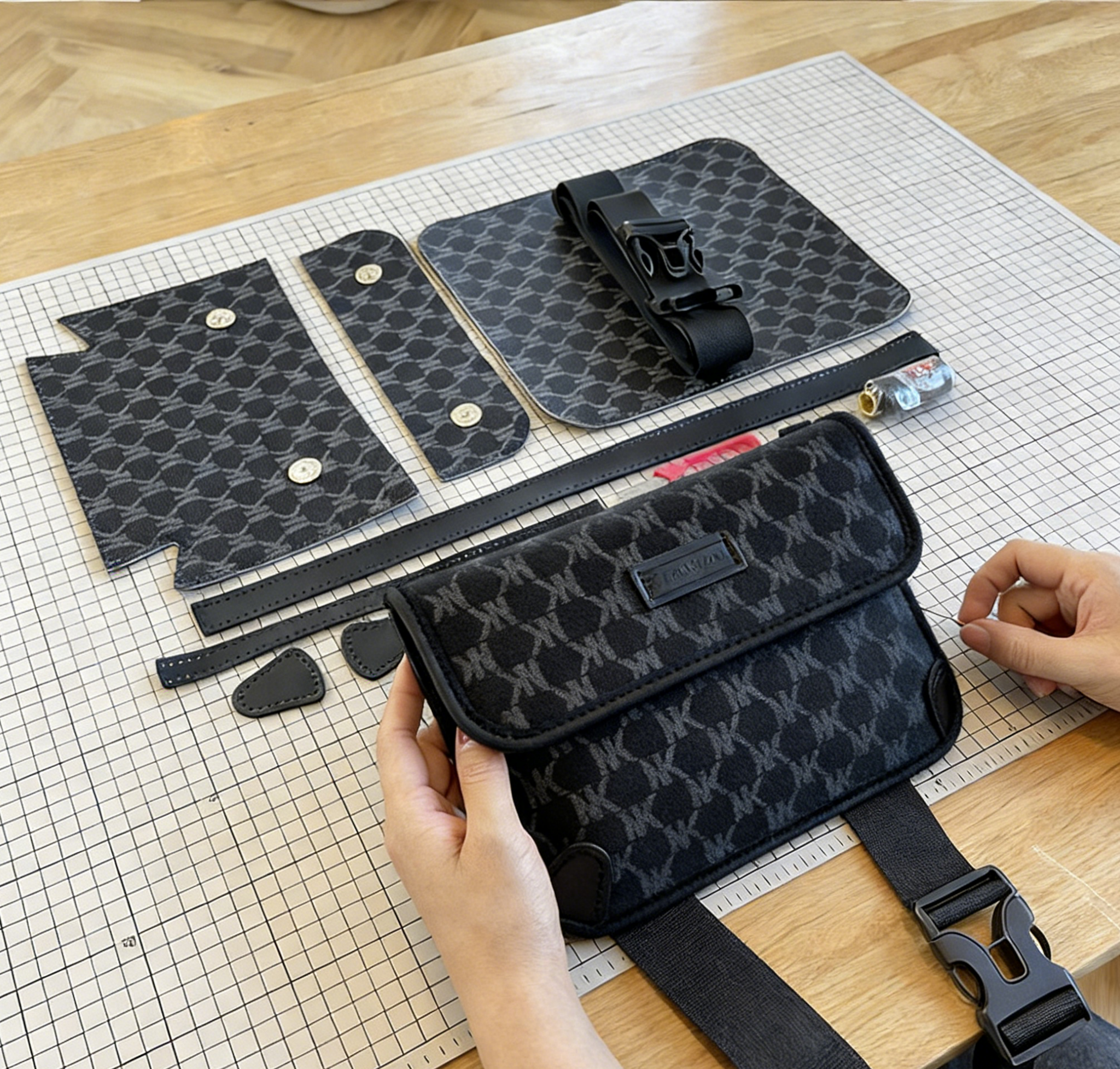 DIY PU Leather Crossbody Bag Kit – Handmade Shoulder Bag Craft Kit for Beginners with Video Tutorial (Letter Design Vintage Style)