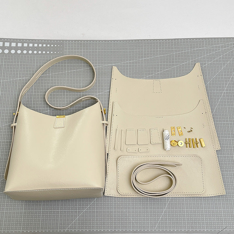 DIY PU Leather Shoulder Bag Kit – Beginner-Friendly Handmade Crossbody Bag Set with Pre-Cut Materials & Video Tutorial