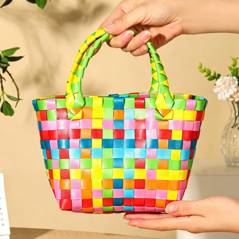 DIY Colorful Woven Tote Bag Kit for Mother’s Day | Handmade Handbag Craft Set with Pre-Cut Materials & Video Tutorial | Beginner Friendly Gift Bag