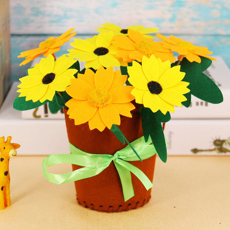 DIY Felt Flower Pot Craft Kit | Kids Educational Handmade Fabric Potted Plant Set | Montessori Creative Sewing Toy & Parent-Child Gift