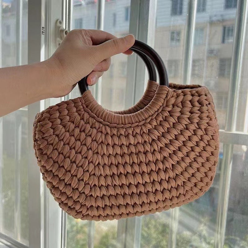 DIY Scallop Tote Bag Crochet Kit – Handmade Woven Handbag Craft Set for Beginners with Video Tutorial