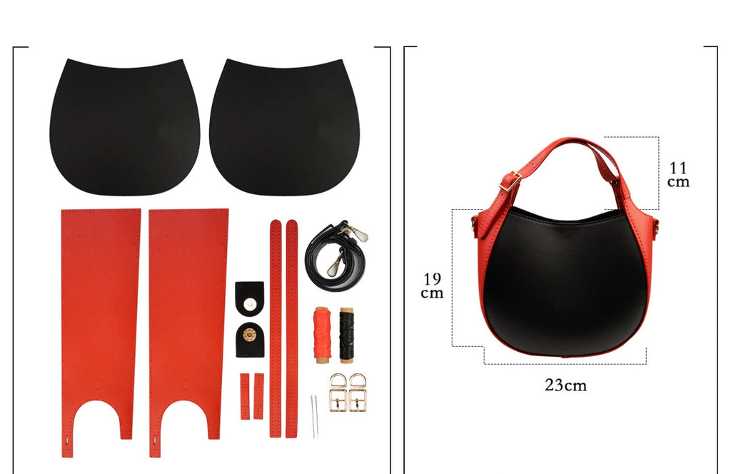 DIY Leather Bucket Bag Kit – Handmade Crossbody Shoulder Bag Craft Set for Beginners with Video Tutorial