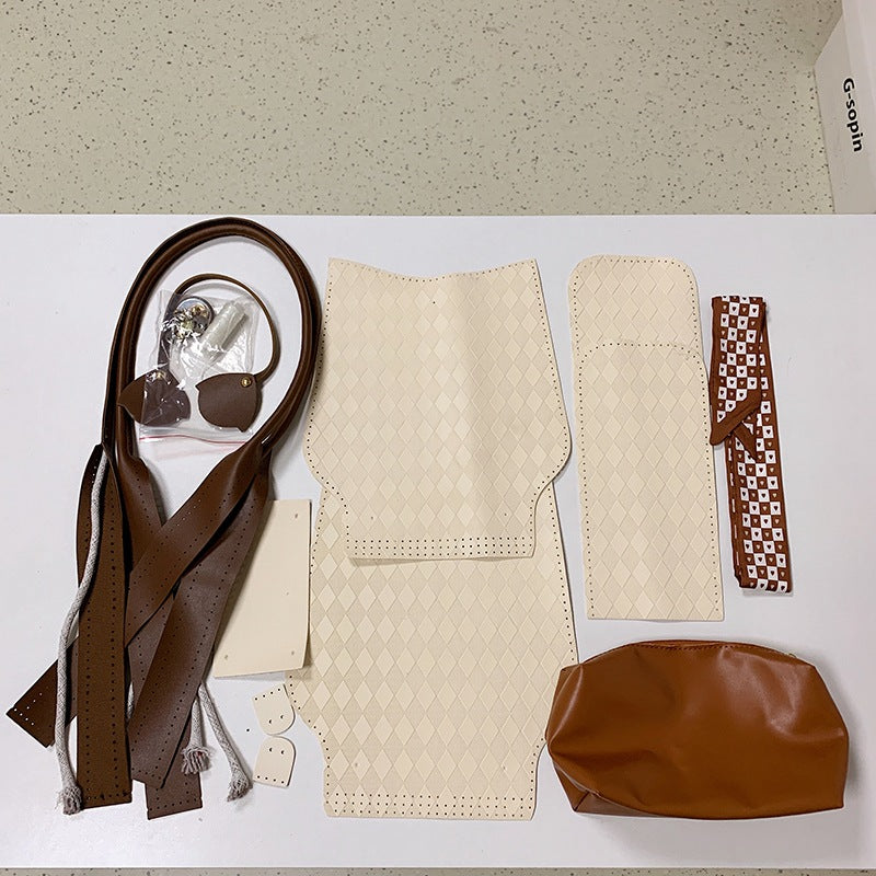 DIY PU Leather Tote Bag Kit for Beginners – Pre-Cut Handbag Sewing Craft Set with Video Tutorial & Complete Materials