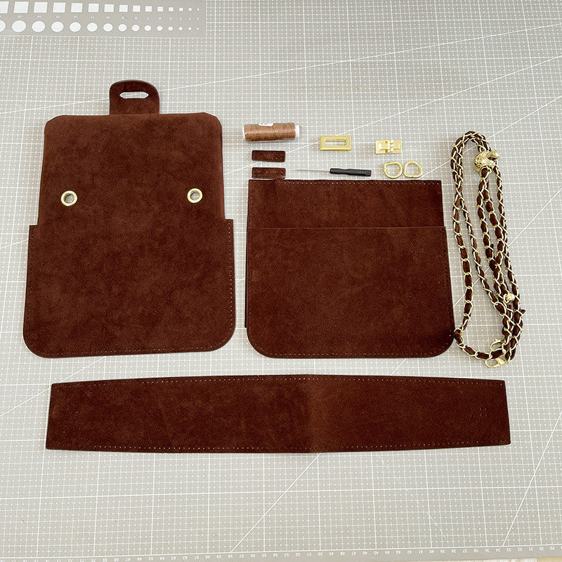DIY Shoulder Bag Sewing Kit for Beginners – Handmade PU Leather Crossbody Handbag Kit with Pre-Cut Materials & Video Tutorial