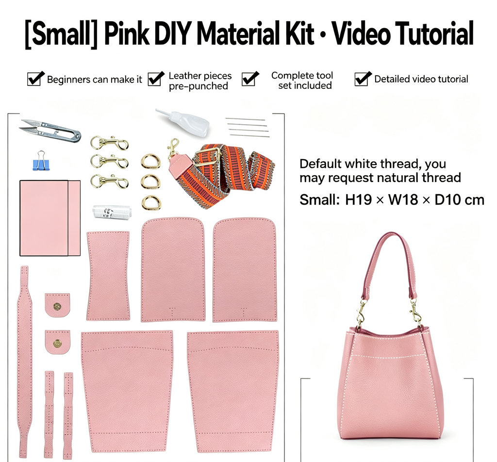 DIY Woven Leather Bucket Bag Kit – Full-Grain Leather Shoulder & Crossbody Bag Making Kit
