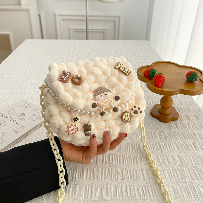 DIY Crochet Pearl Handle Bag Kit for Beginners | Handmade Yarn Shoulder & Crossbody Bag with Video Tutorial