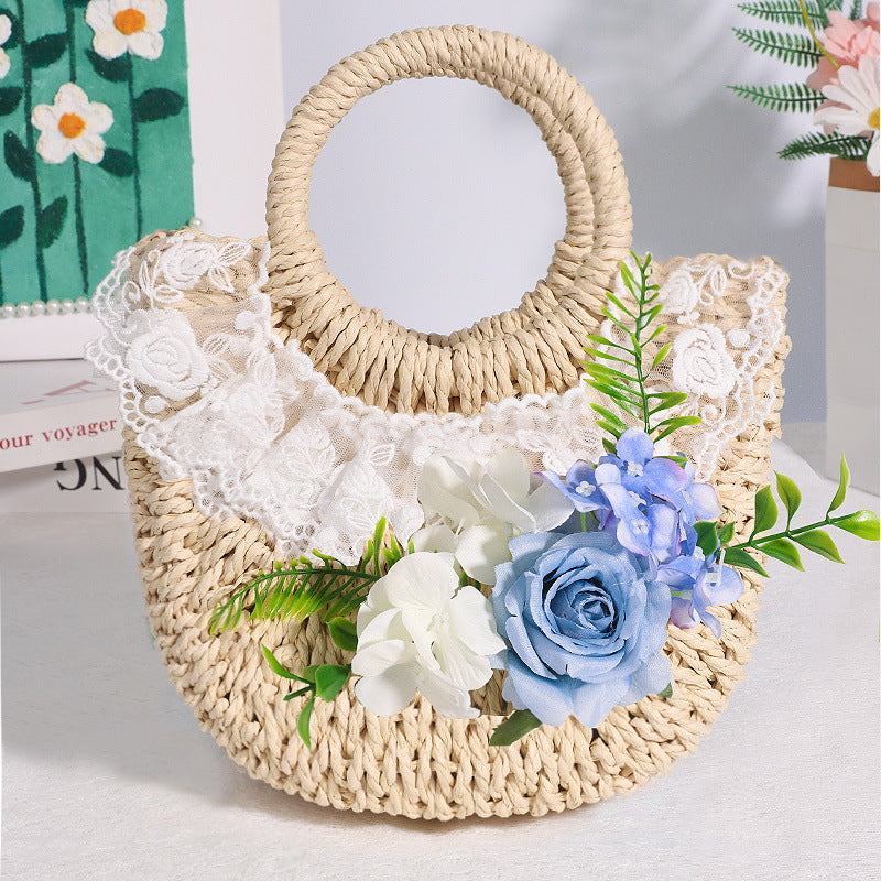 DIY Floral Straw Tote Bag Kit for Mother’s Day | Handmade Woven Handbag Craft Set with Artificial Flowers | Beginner Friendly 8-Minute DIY Gift Bag