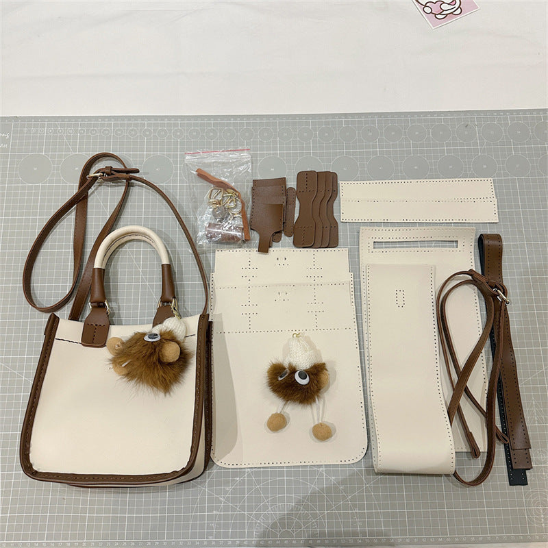DIY PU Leather Handbag Kit for Beginners – Handmade Crossbody Tote Bag Sewing Kit with Adjustable Strap & Video Tutorial