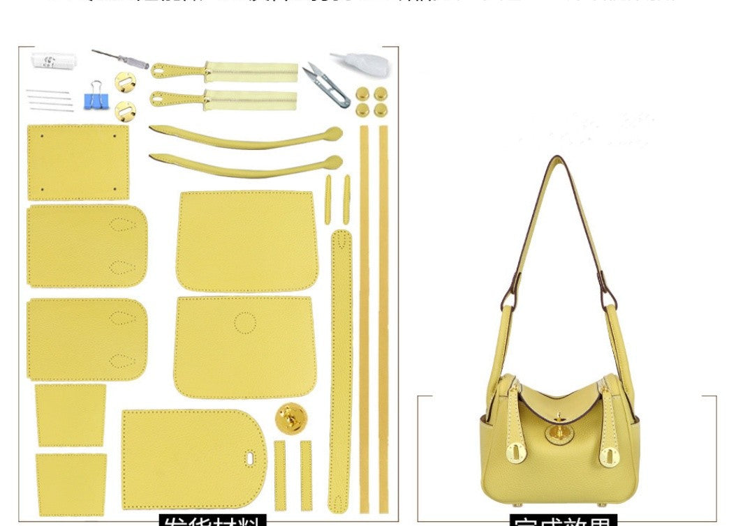 DIY Leather Shoulder Bag Kit – Beginner Top-Grain Cowhide Handmade Handbag