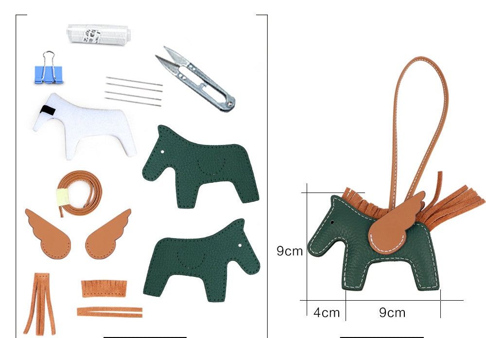 DIY Leather Angel Horse Charm Kit – Handmade Pony Keychain Bag Charm Craft Set for Beginners