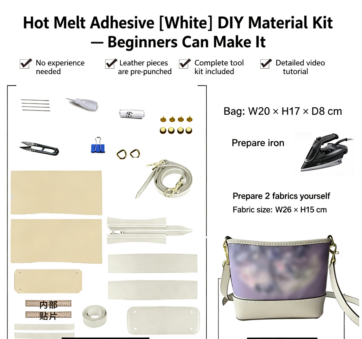 DIY Leather Crossbody Bag Kit – Beginner Top-Grain Cowhide Bag Making Kit
