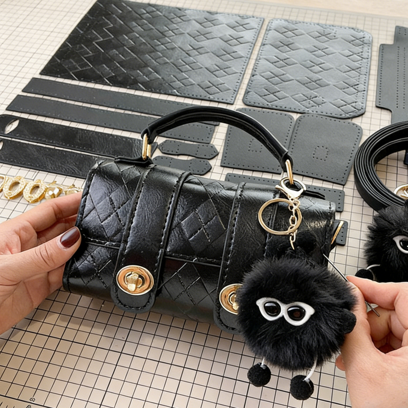 DIY PU Leather Handbag Making Kit for Beginners | Handmade Crossbody Shoulder Tote Bag Sewing Craft Set with Video Tutorial