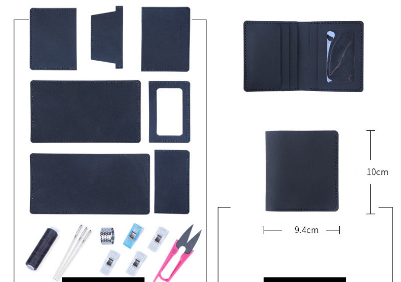 DIY Leather Wallet Kit for Beginners | Handmade Vertical Bi-Fold Cowhide Wallet Craft Set with Video Tutorial