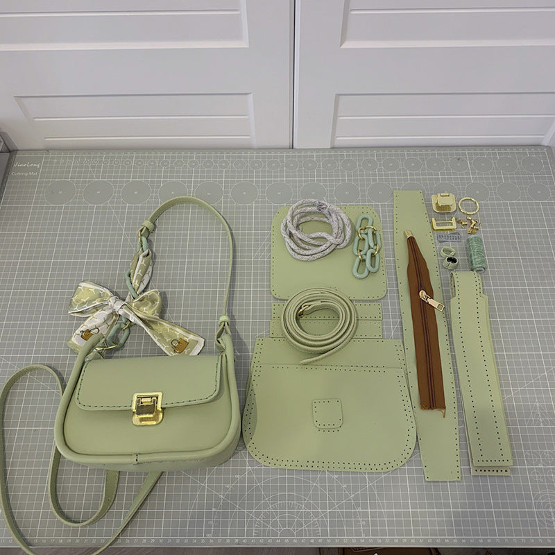 DIY Handmade Shoulder Bag Kit for Beginners – Pre-Cut PU Leather Sewing Set with Video Tutorial, Easy Craft Gift Bag