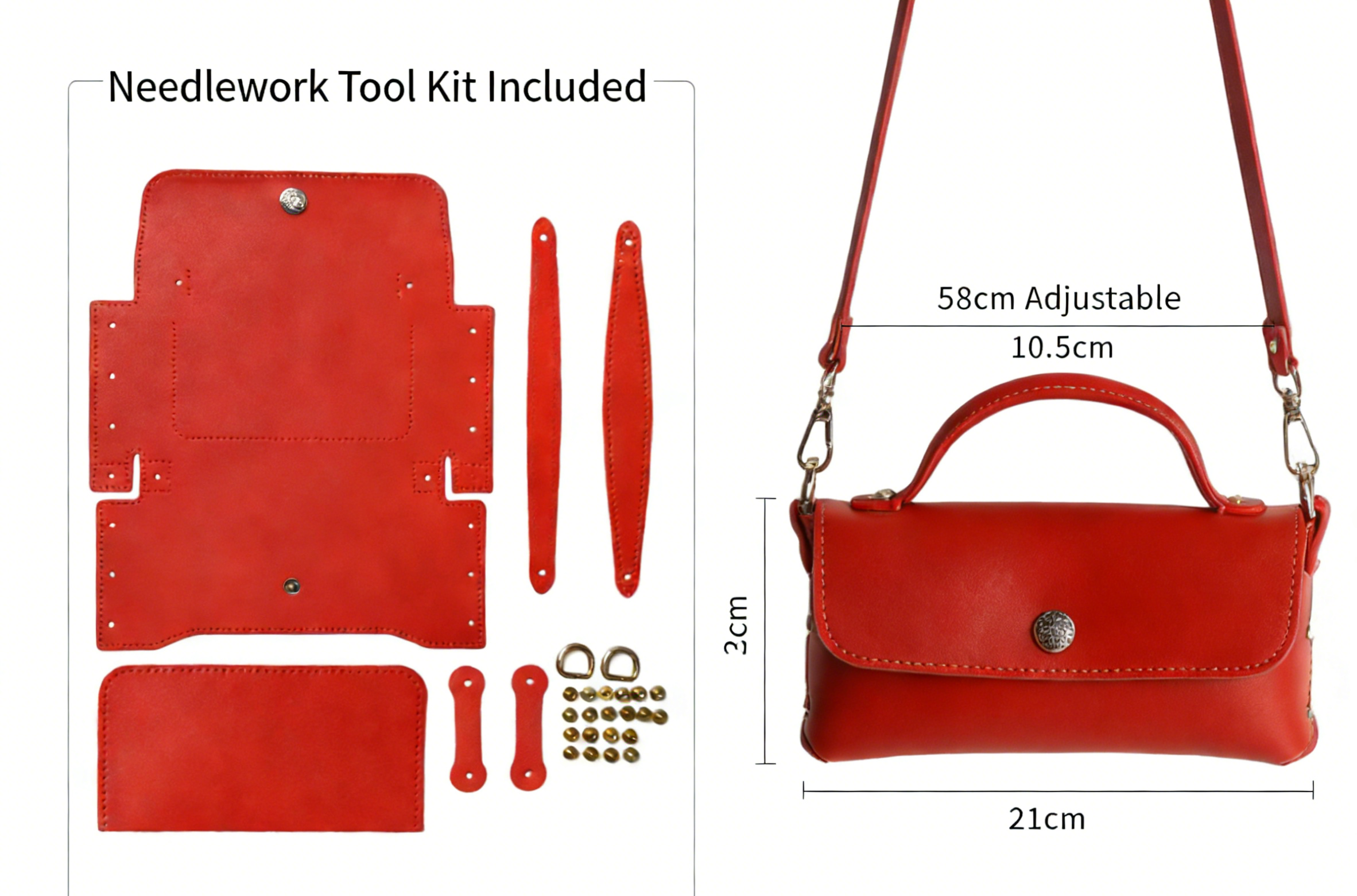 DIY PU Leather Handbag Kit | Beginner-Friendly Crossbody & Handheld Craft Set with Video Tutorial