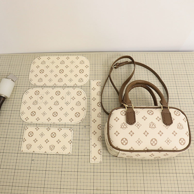 DIY PU Leather Handbag Kit for Beginners – Pre-Cut Sewing Craft Set with Video Tutorial, Elegant Crossbody Shoulder & Handheld Bag DIY Kit