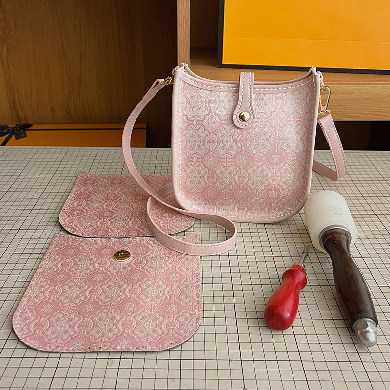 DIY Color Block PU Leather Shoulder Bag Kit | Vintage Crossbody Handbag Craft Set for Beginners with Video Tutorial
