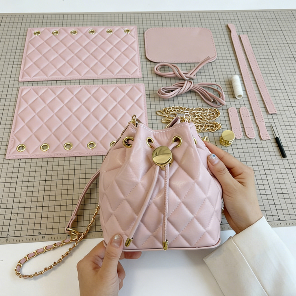 DIY PU Leather Handbag Kit – Handmade Mini Shoulder & Crossbody Bag Craft Kit for Beginners with Video Tutorial