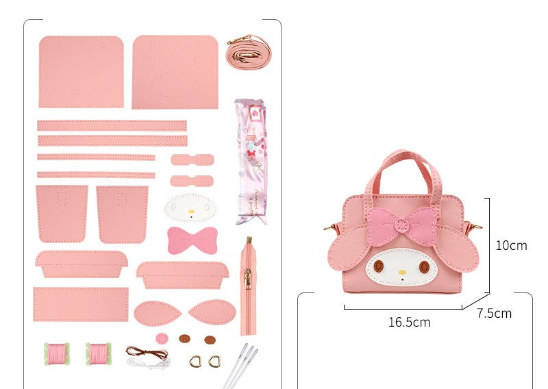 DIY Shoulder Bag Kit for Beginners – Pre-Cut PU Leather Handbag Craft Set with Video Tutorial, Crossbody Tote Purse Making Kit