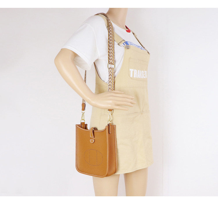 DIY Leather Crossbody Bag Kit for Beginners, Handmade Cowhide Shoulder Bag Sewing Kit, Pre-Cut Leather Craft Kit with Video Tutorial