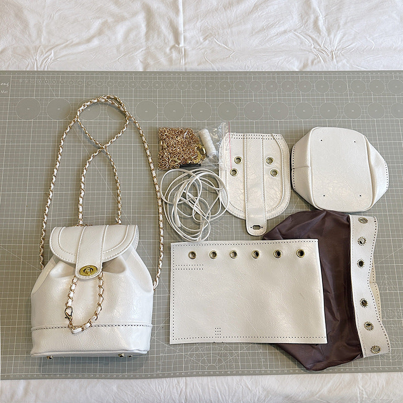 DIY PU Leather Backpack Kit for Beginners – Pre-Cut & Pre-Punched Mini Backpack Sewing Kit with Video Tutorial, Handmade Gift Craft Set