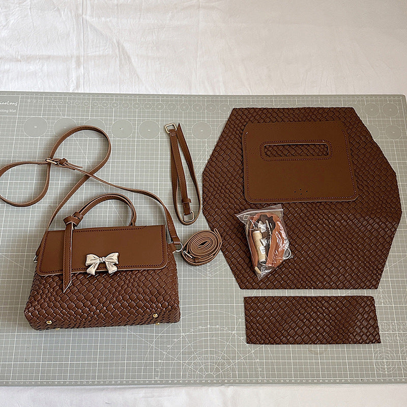 DIY PU Leather Handbag Kit for Beginners – Handmade Shoulder Bag Sewing Set with Video Tutorial, Crossbody Tote Craft Gift
