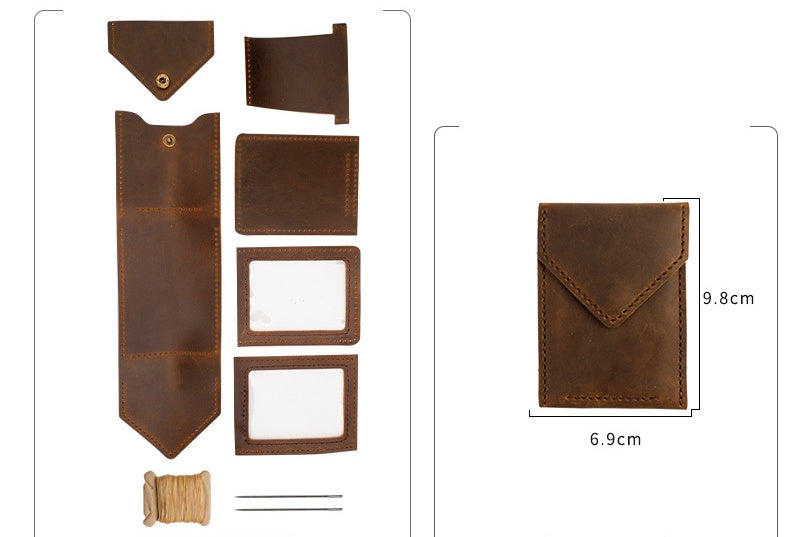 DIY Crazy Horse Leather Driver License Holder Kit | Handmade ID Card Wallet Craft Set for Beginners with Video Tutorial