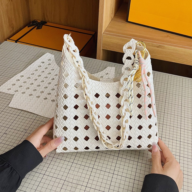 DIY Woven Bucket Bag Kit | Beginner-Friendly PU Leather Hollow Weave Handbag Craft Set with Video Tutorial