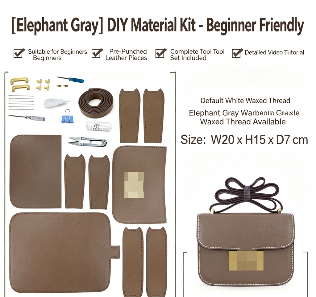 DIY Genuine Leather Crossbody Bag Kit for Beginners – Handmade Shoulder Purse Making Set with Video Tutorial & Complete Materials