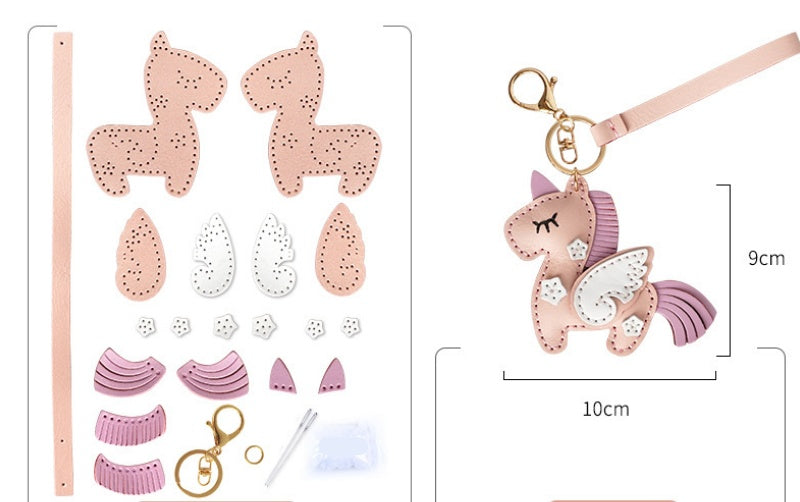 DIY Leather Unicorn Keychain Kit – Handmade Cute Unicorn Charm Craft Set with Video Tutorial