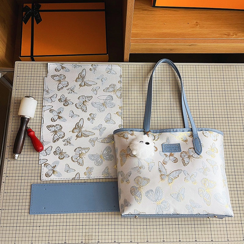 DIY Fabric Tote Bag Kit for Beginners | Handmade Shoulder Handbag Sewing Craft Set with Video Tutorial | Large Capacity DIY Bag