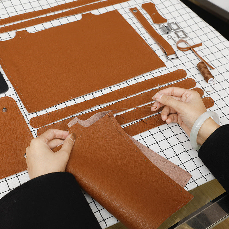 DIY Super Fiber Leather Handbag Kit for Beginners – Pre-Cut Sewing Craft Set with Video Tutorial, Elegant Structured Tote Bag Handmade Kit