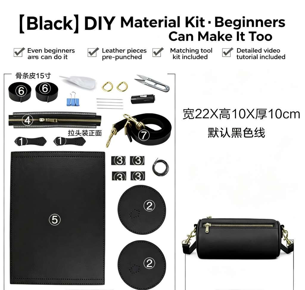 DIY Leather Crossbody Bag Kit for Beginners – Handmade Shoulder Bag Sewing Kit