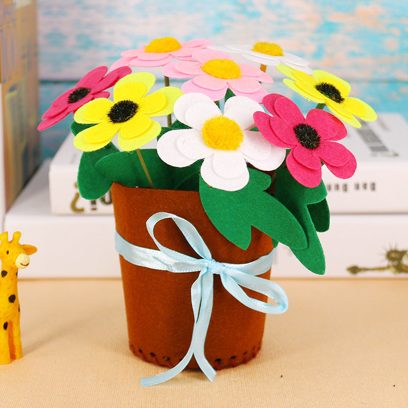 DIY Felt Flower Pot Craft Kit | Kids Educational Handmade Fabric Potted Plant Set | Montessori Creative Sewing Toy & Parent-Child Gift