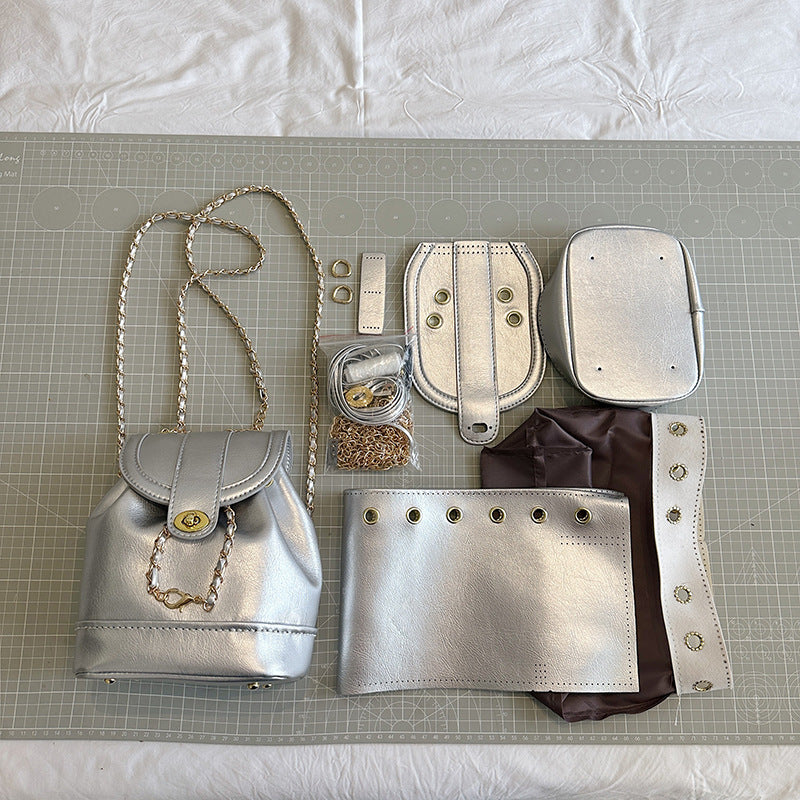 DIY PU Leather Backpack Kit for Beginners – Pre-Cut & Pre-Punched Mini Backpack Sewing Kit with Video Tutorial, Handmade Gift Craft Set